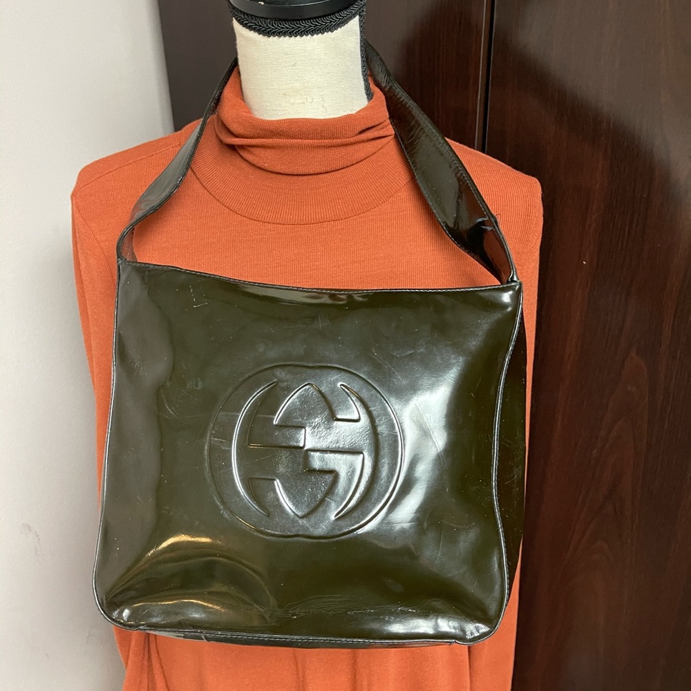 100% authentic Gucci vintage patent leather tote